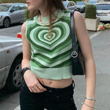 Striped Sweaters Women Y2K Aesthetics Sweater E-girl Sweet Pullovers Long Sleeve Hot Green Sweater 90s Teens