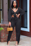 Party Sexy Knotted Crop Top and Ruffles Pants