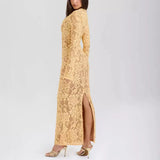 Women's New Deep V Long-Sleeved Netted Hollow Fishtail