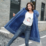 Winter New Women's Parkas Plush Cotton Jacket Thick Coat with Hood Oversized Midi Long Wool Collar Warm Padded Hot
