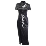 Dark Style Hip-Hop Plate Button Large Dress Improved Hip-Hop Embroidered Cheongsam Slim Dress For Women In Autumn And Winter-Outfit