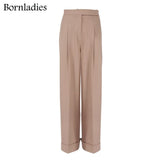 Autumn Black Ladies Office Trousers Women High Waist Pants Pockets Female Summer Pleated Wide Leg Pants Solid