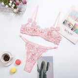 Lace Bra Sets Underwear Backless Vest Sexy Panties Lingerie Padded Bralette Ultrathin Briefs Female Intimate with