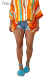 Striped Printed Button Up Shirt Casual Loose Half Sleeve High Low Blouses for Women Fashion 2023 Fall Tops