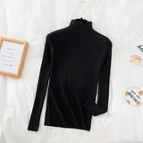 Casual Sweater Women 2021 Long Sleeve Ruffle Sweater Knitted Slim Korean Pullover Solid Bottoming Shirt All Match
