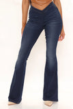 Stretch Jeans V-Shaped Waist Flared