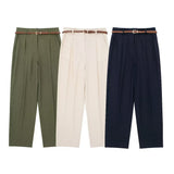 New Braided Ribbon Decorative Blended Straight Leg Pants 2753028-Outfit