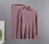 Bar Half-Dress High-Necked Sweater Suit Women Loose Warm Jacket Sweater Two Sets Of