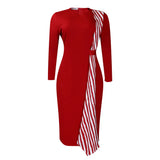 African Plus-Size Women's Dress 2025 New Temperamental Fashion Kitted Thin Round-Neck Pencil