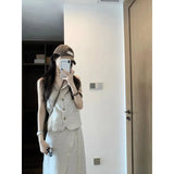 Vest Suit Female Light Style Casual Suit Sleeveless Top Half Dress