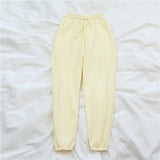 Summer Autumn Women Harem Pants Cotton Beige Elastic Waist Sweat Pants