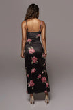 Sexy Floral Straps Irregular Slit Long