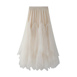 Autumn And Winter Girl Long A-Shaped Skirt Pong Dress Dress Dress Net Yarn Fresh Irregular 100-Fold Skirt