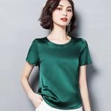 Imitation Silk Blouse Short Sleeve Satin Blouse Women Summer Ladies Office Blouses Womens Tops And Blouses