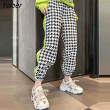 Women Baggy 2022 Spring Autumn New Houndstooth Stitching Loose All-match Pantyhose Womens Tide Beam Leg Harem