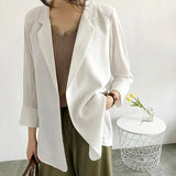 Toloer Small Suit Jacket Female 2024 Spring And Summer New Korean Version Loose Sunscreen Clothes In The Long Air Conditioning Cardigan Thin-Outfit