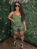 Streetwear 2 Two Piece Set Women Outfits O Neck Sleeveless Crop Top Straight Biker Shorts Black Blue Matching Sets