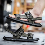 o'clock New Summer Men Sandals Outdoor Casual Breathable Non-slip Flats Slippers Quality Big Size Stylish Male Beach