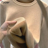 Fleece Sweater Women's Autumn And Winter 2022 New Warm Top Thickened Plus Velvet Bottoming Women Sweater Knitted