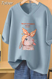 100% Cotton L-5XL T Shirt Plus Size Tshirt Short Sleeve Cartoon Women Top Summer Sweet Couple V Neck Oversized T
