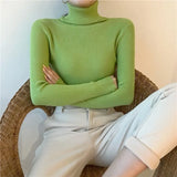 Solid Color Basic Versatile Turtleneck Sweater Thick Winter Long Sleeve Classic Knitted Bottoming Shirt Women Top