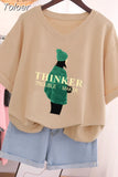 100% Cotton L-5XL Plus SizeT Shirt Short Sleeve Cartoon Tshirt Women Top Summer Sweet Couple V Neck Oversized T