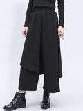 High Elastic Waist Black Split Joint Long Wide Leg Trousers New Loose Fit Pants Women Fashion Spring Autumn 2023
