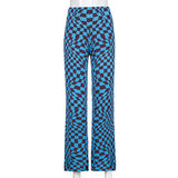 Brown Y2K Leopard Joggers Women High Waist Flare Pants Double Layer Mesh Girl Aesthetic Trousers Female