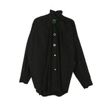 Women Big Size Button Decoration Blouse New Stand Collar Long Sleeve Loose Fit Shirt Fashion Spring Autumn 2023