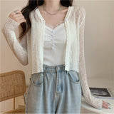 Knitted Cardigan Women Wear Air-Conditioned Sweaters In Summer 2023 New Style Design Minority Short Style Clothes-Outfit