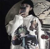 Anime Winter Women Hoodie Cute Cartoon Long Sleeve Casual Hoodie Oversized Sweatshirt Harajuku Tops Fashion Pullover