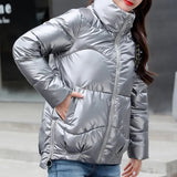 Casual Loose Patchwork Pockets Thick Coat For Women V Neck Long Sleeve Slim Coats Female 2021 Winter Style