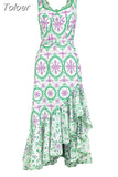 Fashion Women's Dress Embroidery Hollow Out Square Collar Sleeveless Irregular A Line Midi Dresses Summer 2023 New