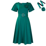Women's 2025 Summer Women's New Fashion Collar Solid Color High Waist Dress African