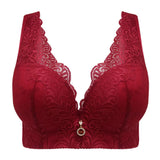 Wire Free Bra Big Size Push Up Brassiere for Women Vest Lace Plus Size Bras 32 to 50 White