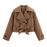 Tie With Long-Sleeved Wind Coat Jacket Top 2025 Spring And Autumn New