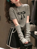 Sleeve Knitted Sweater Women Pure Color 2022 Autumn Y2k Crop Tops Female Elegant Pullover Casual Korean Clothing