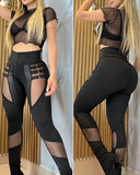 Women Solid Tight High Waist Slim Fit Sheath Long Pants Autumn Spliced Package Hip Trousers Sexy 2023 Regular Casual Ladies-Outfit