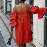 Celmia Cotton Sexy Off Shoulder Robes Solid Color Women Party Vestidos Pleats 2022 Summer Mini Dress Short Puff Sleeve