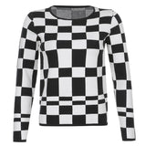 Plaid Vintage Basic Knitted Sweater Women Thin Autumn Long Sleeve Jumpers Pullover Checkered Fashion Knitwear