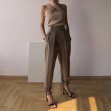 Solid Sleeveless Sexy Women Sweater Halter Off Shoulder Slim Knitted Tops Female Fashion Summer 2020