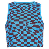 Plaid Y2K Knitted Crop Tank Tops Women Summer Vintage Sleeveless Cropped Top Tees Koreank Casual Knitwear