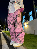 Wide Leg Pants Women Clothing Pockets Graffiti Casual Korean Pantalon Femme High Waist Straight Fashion Y2k Trousers-Outfit