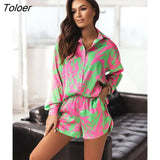 New European And American Women's Clothing Casual Comfortable Printing Shirts Long Sleeves Short Two-piece