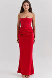 New Red Thoracic Fish Bone Sexy Body Fishtail Fishtail Dress Long Solid Dress