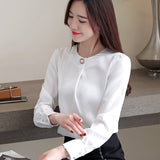 tops and blouses solid chiffon blouse shirt Office Lady blouse long sleeve women shirts fashion women blouses 1875