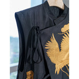Fashion Vest Jacket Fashionable Foreign Style Heavy Industry Crane Embroidery New Chinese Style Loose Lace Horse Clip Girl-Outfit