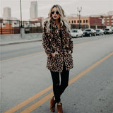 Leopard Print Fashion Cardigan Winter Leopard Print Women's Fur Coat Fleece Lapel West Slim Fit Casual Street Thicken