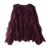 Summer Fashion V Collar Folded Folded Shirt Female