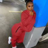 Summer Streetwear 2 Two Piece Set Women Outfits 2021 Long Sleeve Zipper Top Pocket Pants Sets White Casual Tracksuit